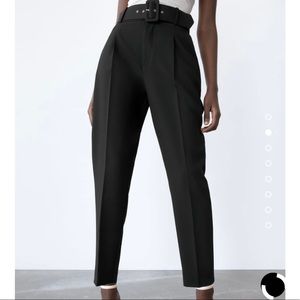 Zara Black Belted Pants Size XL